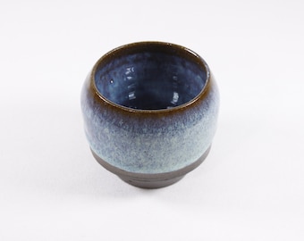 Handmade blue glazed pottery cup, wheel thrown tea cup, rustic minimalist zen tea cup