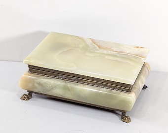 ヴィンテージ オニキス 小物入れ グリーン フィギュアド オニキス