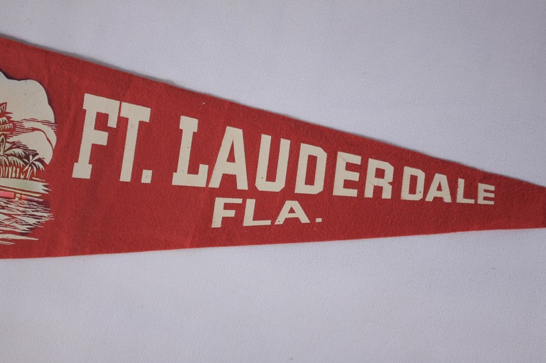 Vintage Fort Lauderdale Florida felt pennant, spring break souvenir pennant, dorm room decor flag image 7