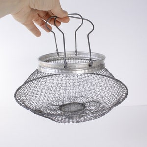 1940s Italian wire egg basket, collapsible strainer egg gathering basket image 3