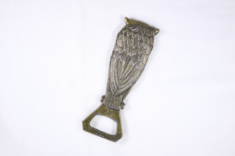 Vintage Owl bottle opener made in Italy, cast metal barware image 3