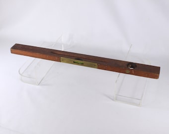 English 24" Solid wood and brass spirit level, vintage Parry & Bott Ltd Birmingham hardware tools, classic carpentry construction tools