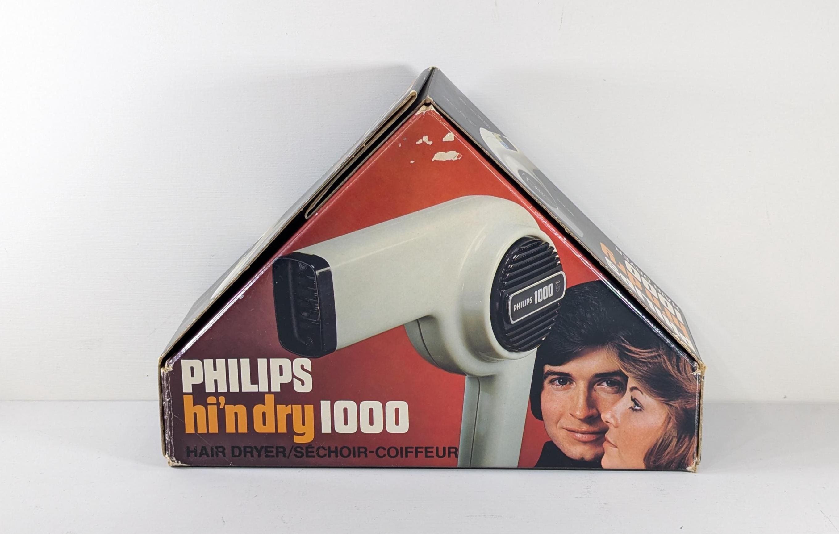 Vintage Philips HP1701 Hair Dryer in Original Box, Hi 'n Dry 1000