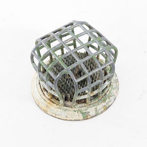 Distressed Metal Cage Flower Frog, Beagle Mfg Co., Vogue no 32 Industrial Ikebana tool