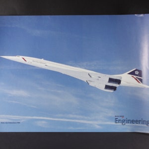 1980s British Airways Concorde travel poster 11.5 x 16.5&quot; photo enlargement, vintage BA engineering airline advertisement