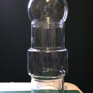 Set of 2 MCM glass storage jars, modernist Scandi blow mold vase decanters image 3