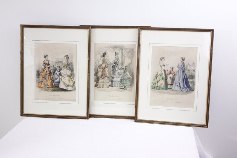 1900s Fashion Print De Gracieuse, Geillustreerde Aglaja no. 896 hand coloured engraving image 7