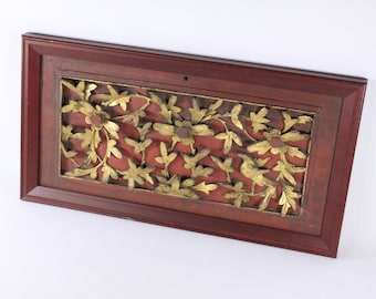 Vintage Chinese furniture panel 9 x 17", carved wood gilt decorative wall panels furniture ornaments Bird RIGHT