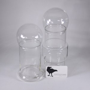 Set of 2 MCM glass storage jars, modernist Scandi blow mold vase decanters image 5