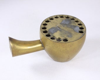 Vintage Brass Chinese Sheng Mouth Organ without reeds, unique flower frog
