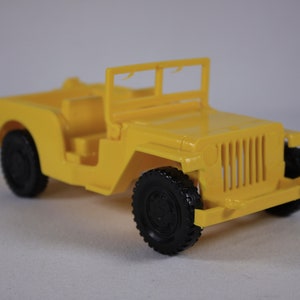 Vintage plastic Jeep Toy Willys jeep made in Canada CHOOSE Yellow or Green ca 1980s image 6