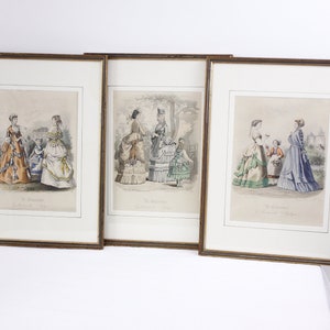 1900s Fashion Print De Gracieuse, Geillustreerde Aglaja no. 962 hand coloured engraving in simple frame image 8