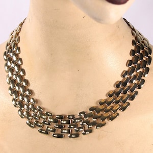 Vintage 18" Panther Link Chain necklace, Chunky Gold Tone 1970 -1980s gold plated statement jewelry
