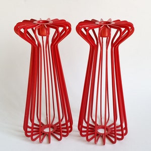 1990s Ikea Tradig Red Metal Wire Candlestick Holders Ehlen Johansson Scandinavian Design Pair image 1