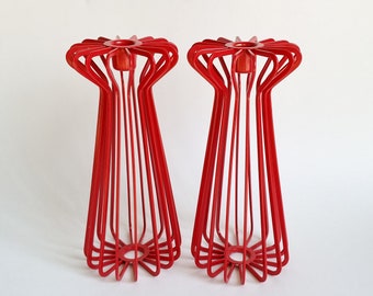 1990s Ikea Tradig Red Metal Wire Candlestick Holders Ehlen Johansson Scandinavian Design Pair