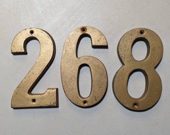 Vintage brass numbers 5" (12.5 cm) tall, 2 / 6 / 8 / 9 old house numbers, room numbers