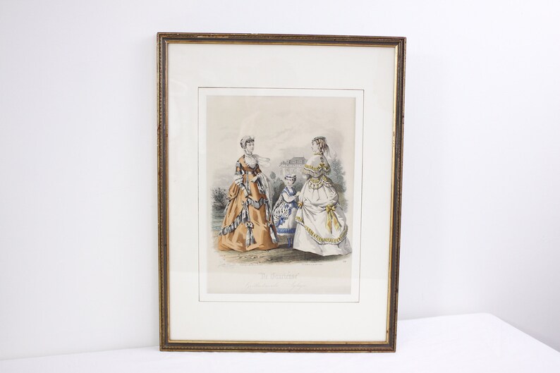 1900s Fashion Print De Gracieuse, Geillustreerde Aglaja no. 896 hand coloured engraving image 2