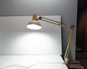 1960s Denmark Mid Century Yellow Architect Lamp, Vintage Desk Lamp