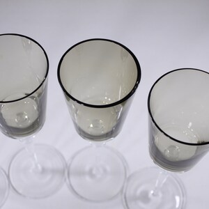 Vintage 10 tall two-tone wine glasses set of 4, smoky glass crystal or glass stemware image 7