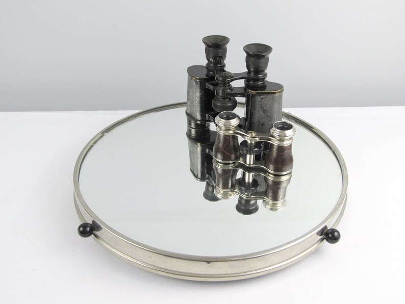 Round Mirror Tray Small Lazy Susan Perfume Display Jewelry Image 0