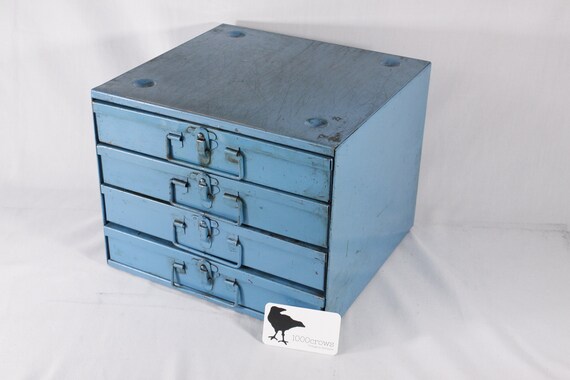 Vintage Blue Metal Drawer Toolbox, Parts Storage Cabinet, DOCAP AUTO-PAK  Service Kit, Car Mechanic Metal Storage Box, Spare Parts Organizer 