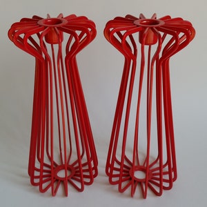 1990s Ikea Tradig Red Metal Wire Candlestick Holders Ehlen Johansson Scandinavian Design Pair image 5