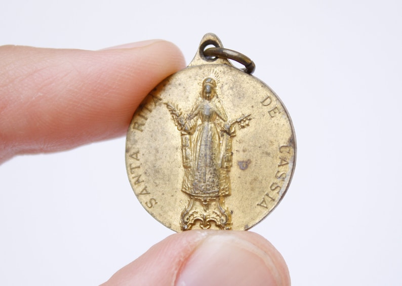 Santa Rita de Cassia, Rita os cascia, rita de casia religious medal, Patroness of Impossible Causes, abused wives and heartbreak image 4