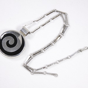 Twilight Zone Spiral Necklace - Swirling Hypnotic Vortex Silver Handmade  Pendant - 347-SRPN
