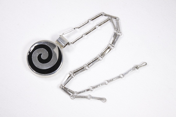 Vintage 1960s chunky spiral necklace, Mexico Ster… - image 1