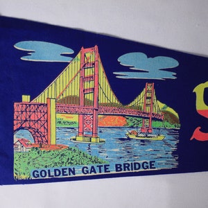 Vintage 26 NEON San Francisco California Golden Gate Bridge tourist souvenir pennant, vintage travel souvenir image 5