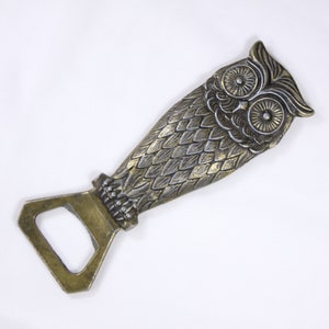 Vintage Owl bottle opener made in Italy, cast metal barware image 1