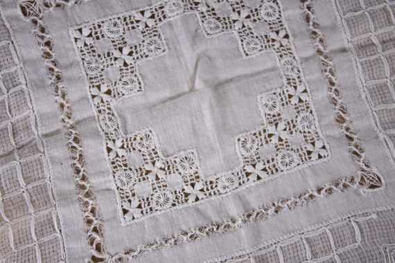 Vintage soft cotton handkerchief, drawn thread / … - image 5