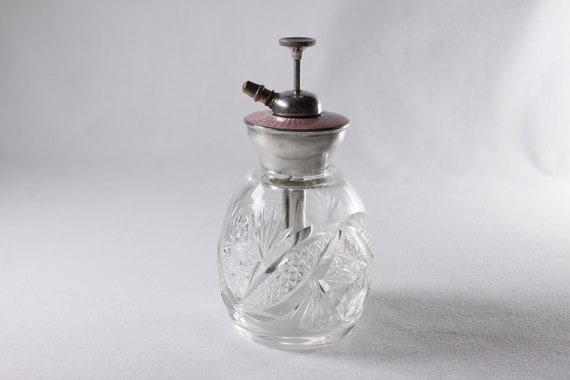 Art Deco Pink guilloche perfume atomizer spray bo… - image 3