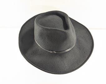 Vintage Black Wool Cowboy Hat, Andre Canadian Hat, 56cm - Etsy display picture 1