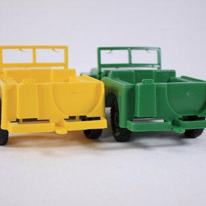 Vintage plastic Jeep Toy Willys jeep made in Canada CHOOSE Yellow or Green ca 1980s image 4