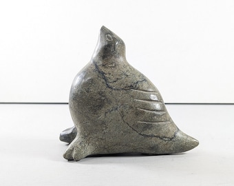 AS-IS Canadian Indigenous Stone Carving: Inuit Bird or Seal Sculpture, 4 3/4-Inch Tall