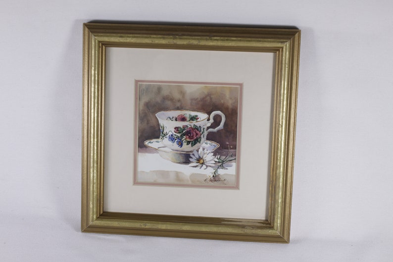Vintage Marilyn Simandle framed teacup prints for Eatons, watercolour teacup painting prints image 10
