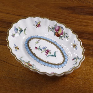 Vintage SPODE Trapnell oval pin dish butterflies and flowers, gilt edge candy dish, hallway key tray fine bone china nut dish