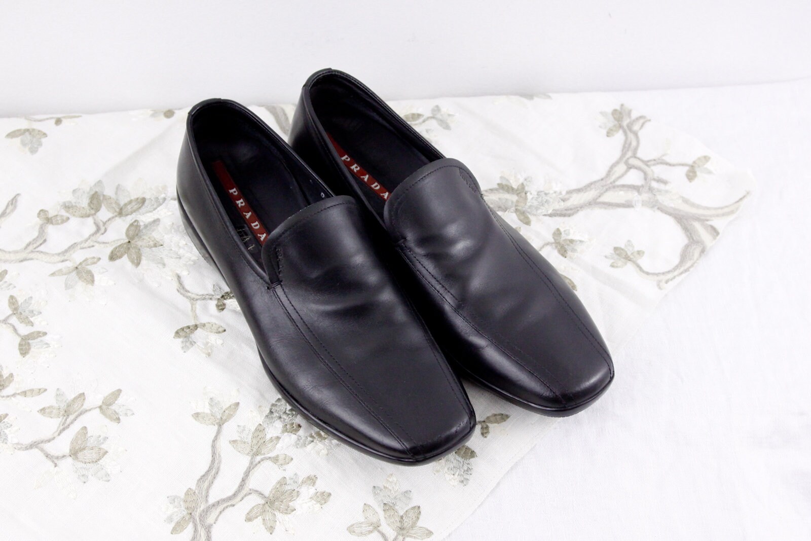 PRADA Black Leather Loafers  US Mens - Etsy