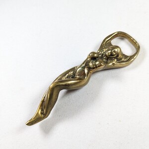 CHOOSE Solid brass naked woman erotic Bottle Opener, Vintage Erotik adult bar wares, female forms Cap Bottle Opener B. small loop