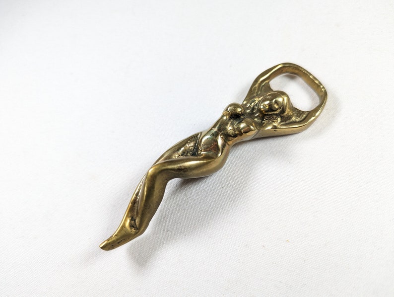 CHOOSE Solid brass naked woman erotic Bottle Opener, Vintage Erotik adult bar wares, female forms Cap Bottle Opener B. small loop