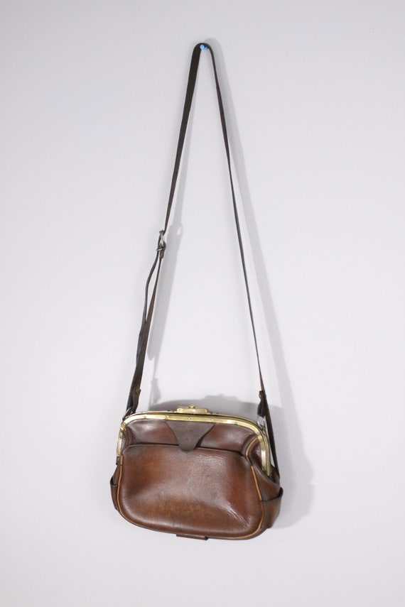 Antique French Leather Ticket Master Bag, Ca 1910 1930s Crossbody 