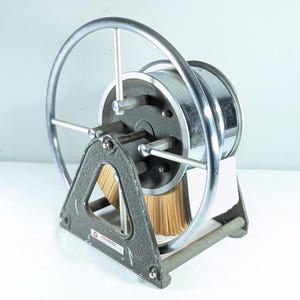 LARGE 1950s Atomic Acme Seeley CardWheel, 14.75" Metal rotary contact card filing system, Movie TV Photo prop Office Card organizer + Cards