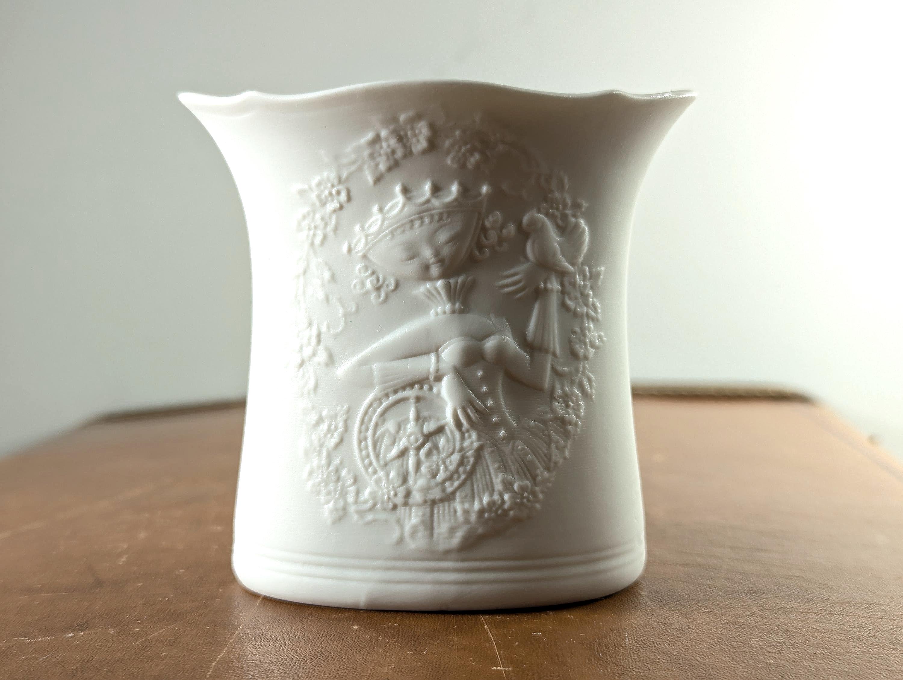 MCM AK Kaiser candle holder by Bjorn Wiinblad design, West German white bisque porcelain modernist candlestick