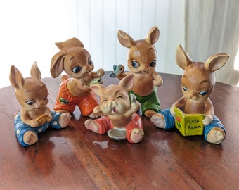 CHOOSE Vintage Josef Originals bunny figurine, bunny hutch series brown rabbit figurine, peter rabbit nursery decor