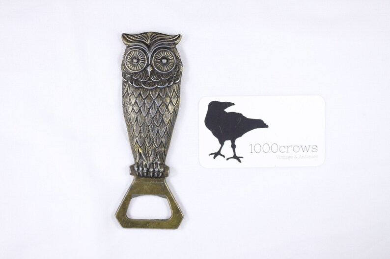 Vintage Owl bottle opener made in Italy, cast metal barware image 5