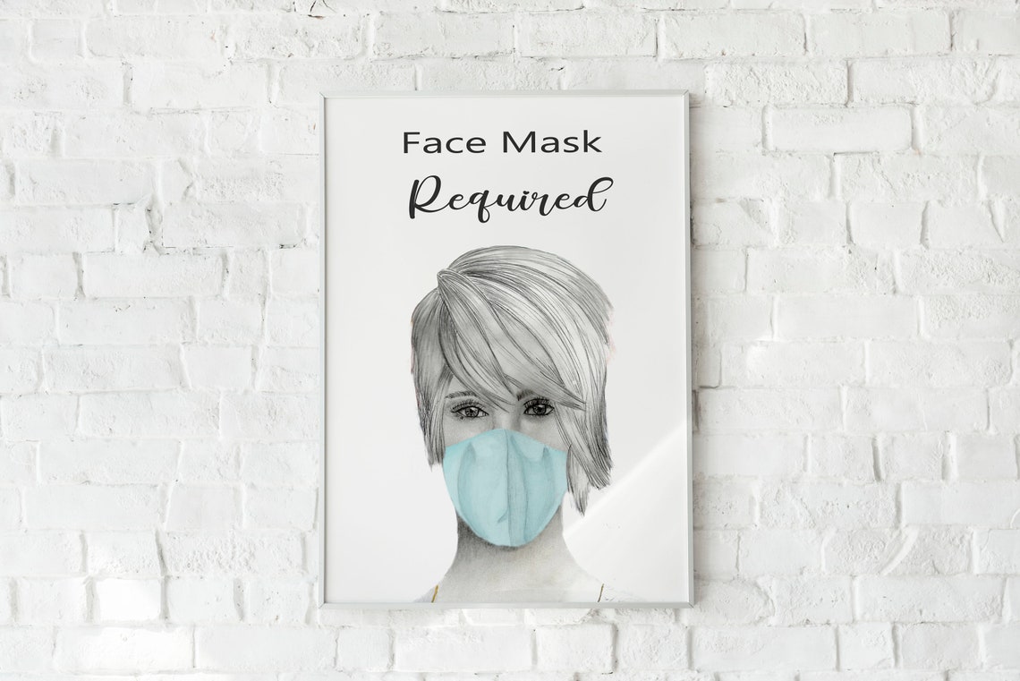 Face Mask Required Wear a Mask Sign Mixed Media | Etsy New Zealand