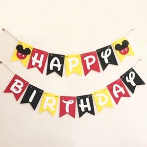 Mickey Mouse Birthday decoration Banner, Disney theme Birthday party banner, First Birthday decoration