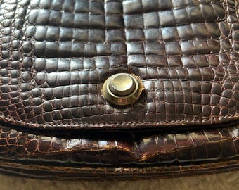 Vintage Braccialini Bag in Crocodile-effect Eco Leather With Jewel
