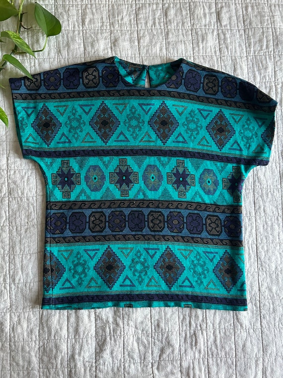 Soft Knit Californiawear Tribal Patterned Top - image 1